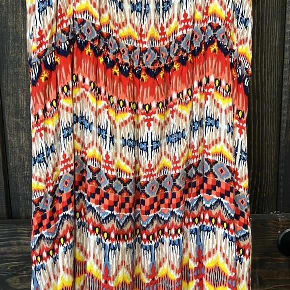 Easel Pleated Maxi Dress L Colorful Boho Ruffle Sleeveless Flowy Spring Summer - Picture 3 of 12